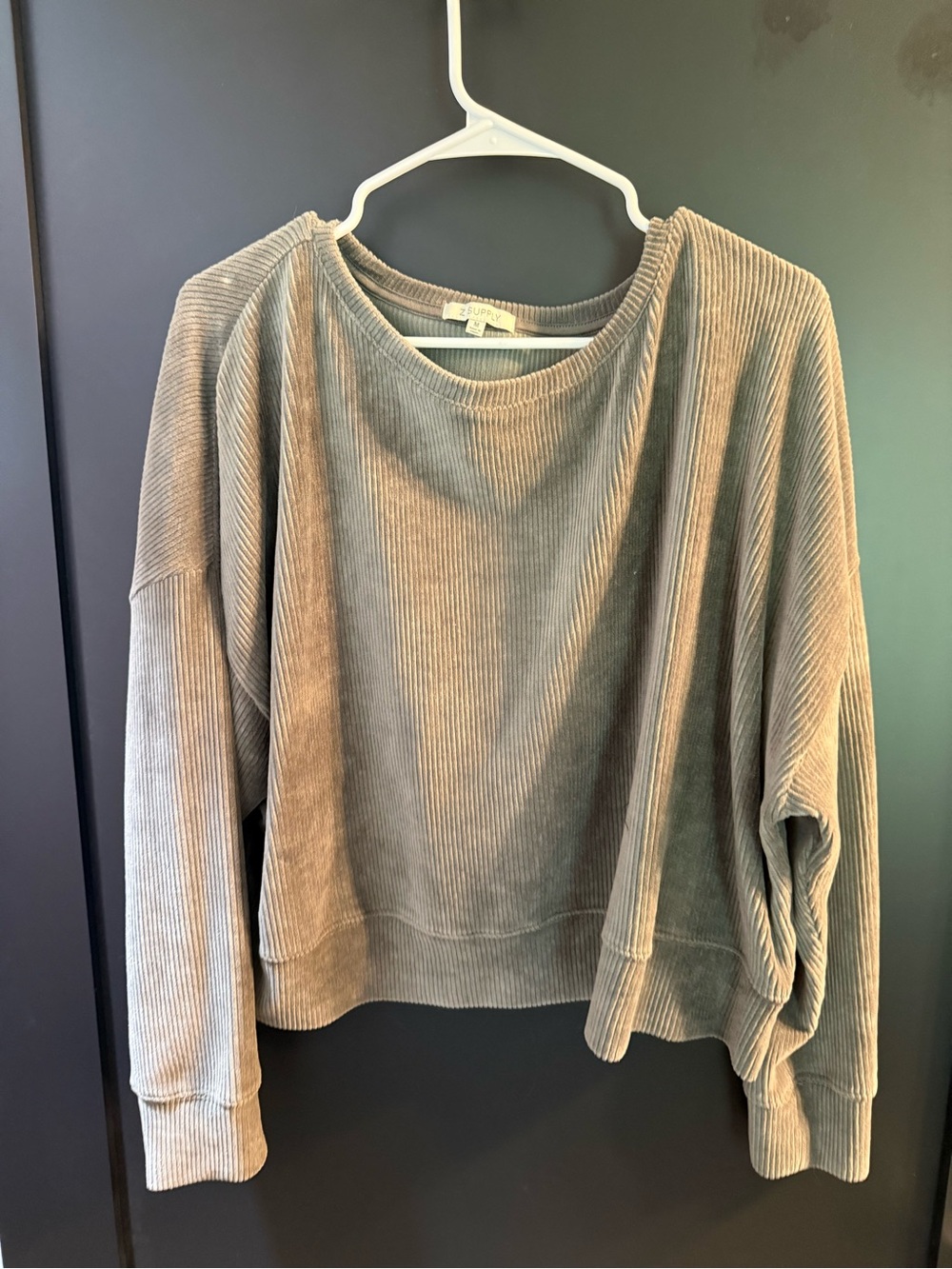 Z Supply Taupe Corded Ribbed Pullover Sweater